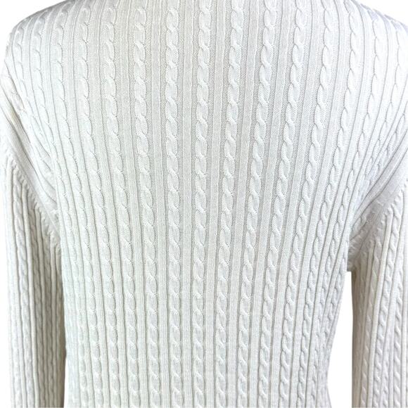 Lady Vesi Baylor BU Embroidered Silk Cotton Blend Long Sleeve Cable Knit Sweater - Picture 10 of 12